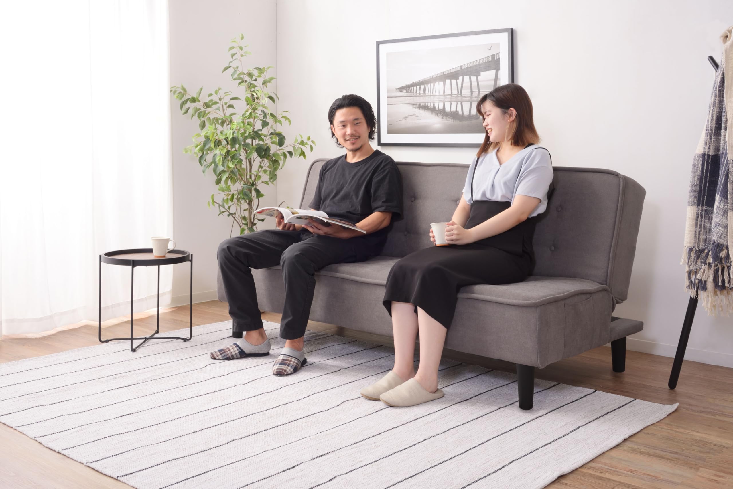 Amazon｜AZUMAYA ソファベッド グレー GS-5GY｜ソファベッド